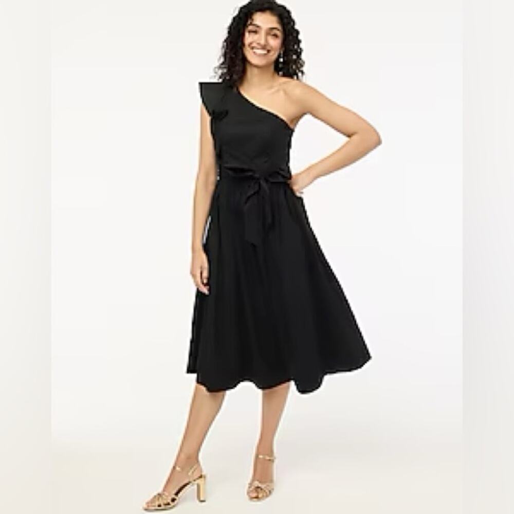 J. Crew factory black One-shoulder midi dress